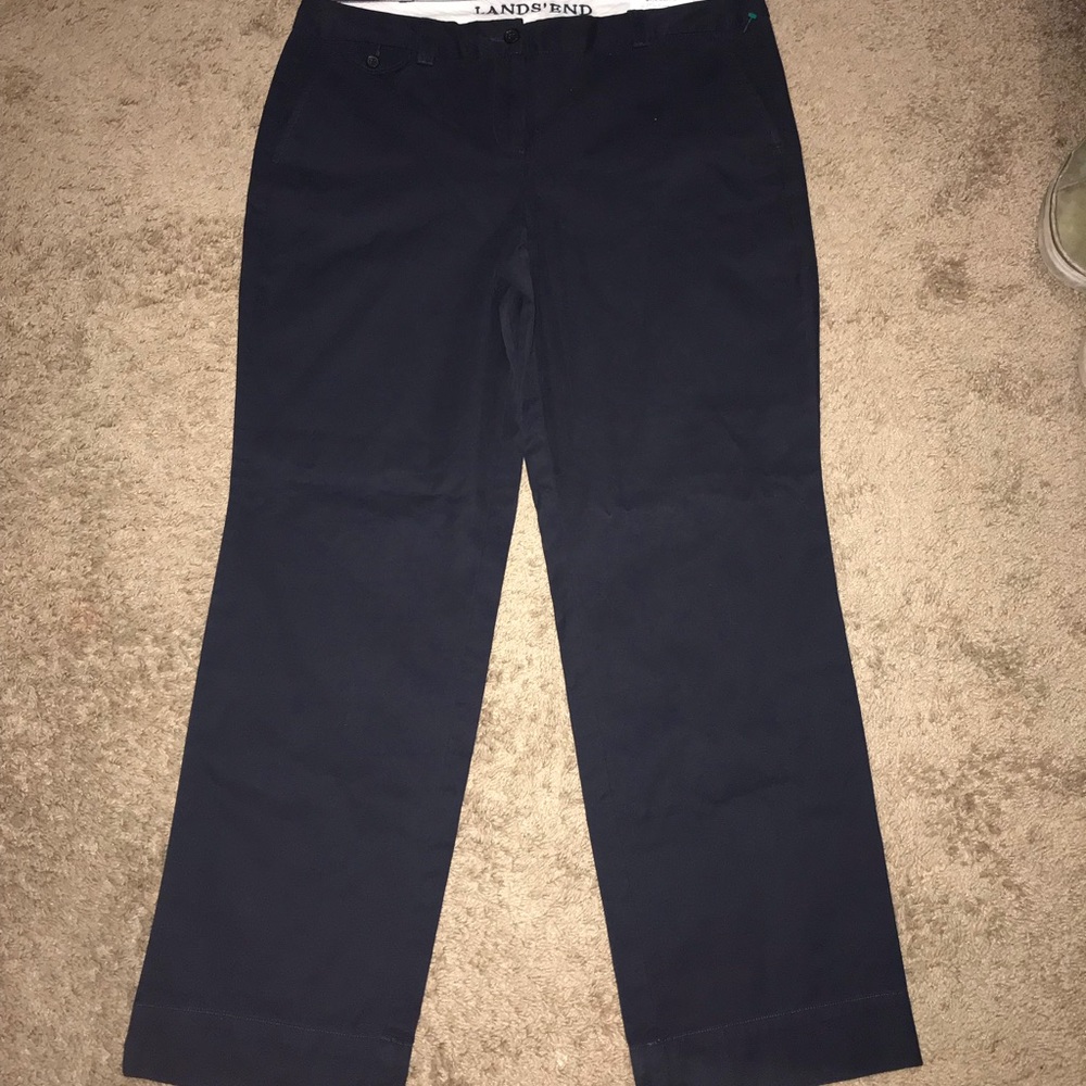 Lands End Women’s Navy Blue Causal Pants 16 NEW